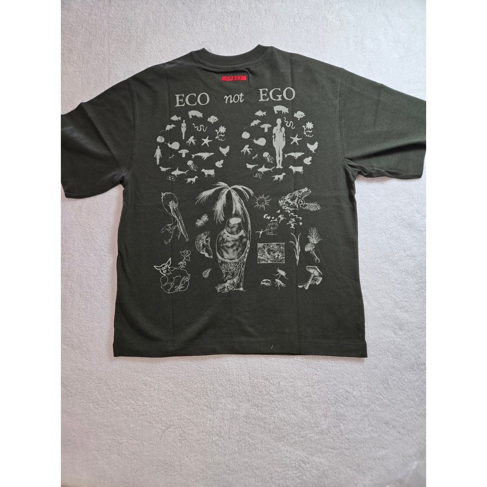 CHNGE Eco Not Ego Graphic T-Shirt Forest Green Organic Cotton Mens Small